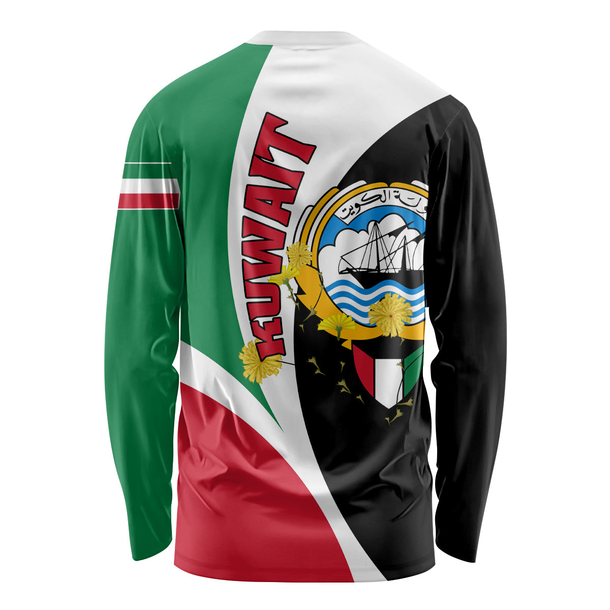 Kuwait National Day Long Sleeve Shirt Kuwayt Coat Of Arms Arfaj Flower - Wonder Print Shop