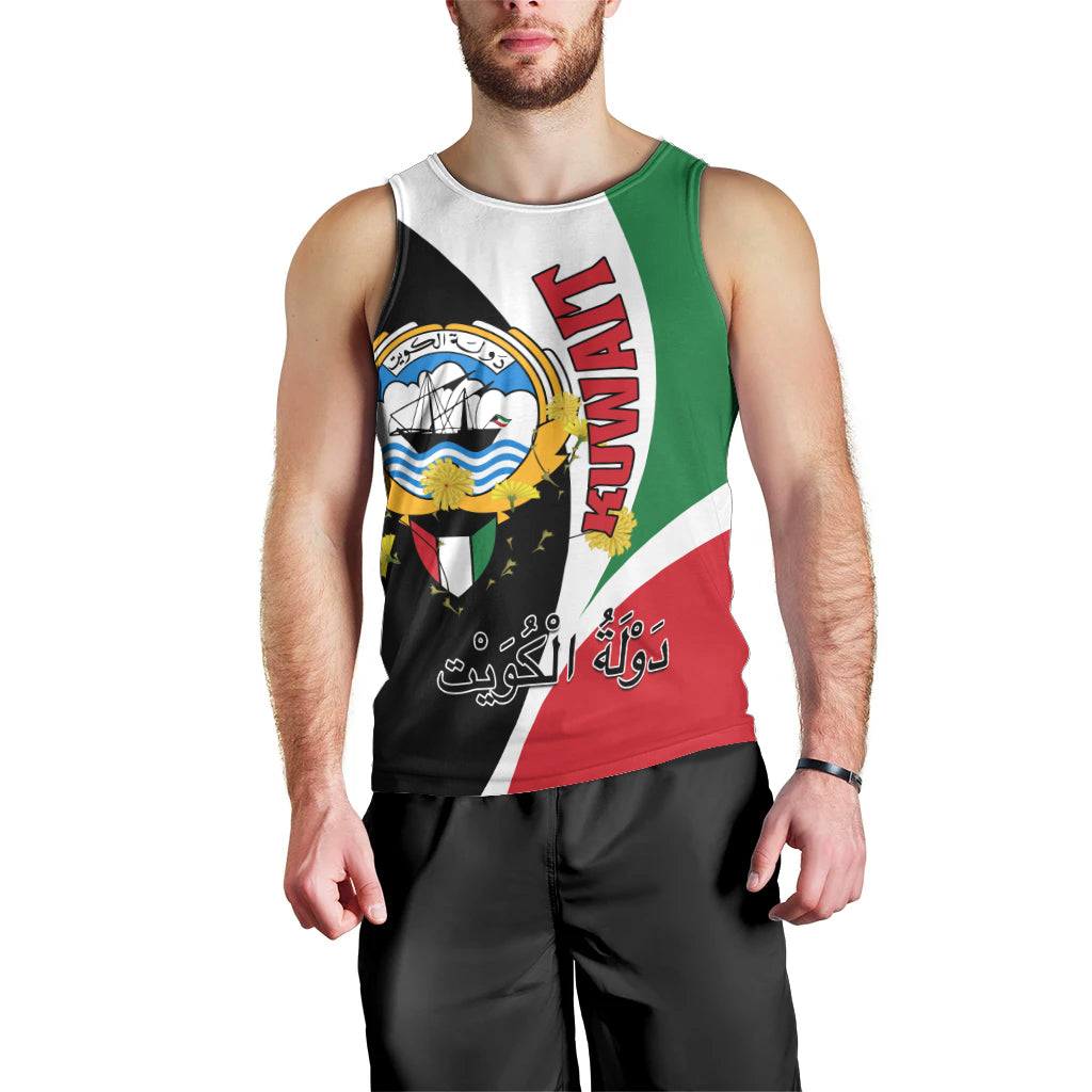 Kuwait National Day Men Tank Top Kuwayt Coat Of Arms Arfaj Flower - Wonder Print Shop