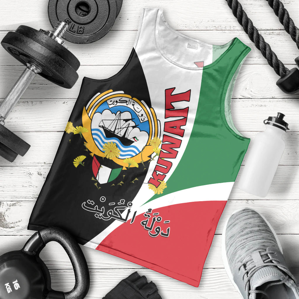 Kuwait National Day Men Tank Top Kuwayt Coat Of Arms Arfaj Flower - Wonder Print Shop