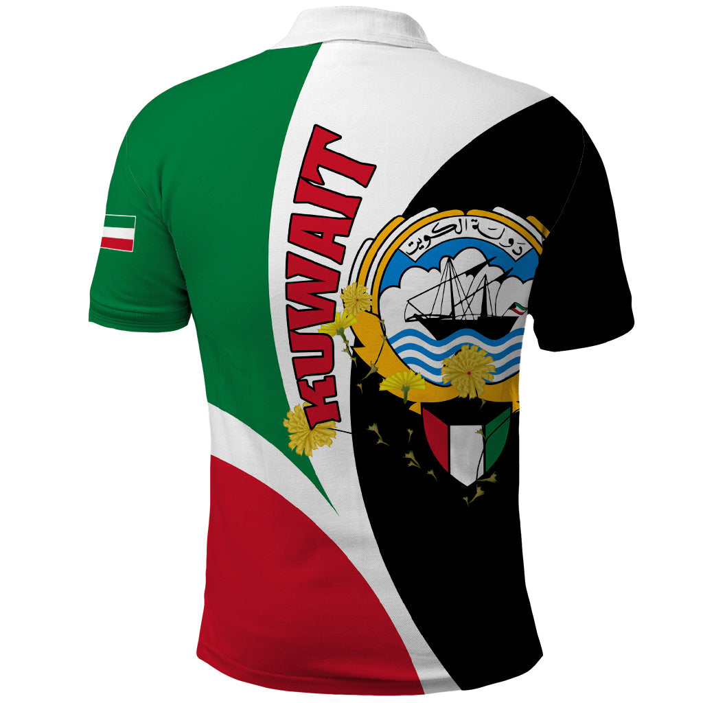 Kuwait National Day Polo Shirt Kuwayt Coat Of Arms Arfaj Flower - Wonder Print Shop