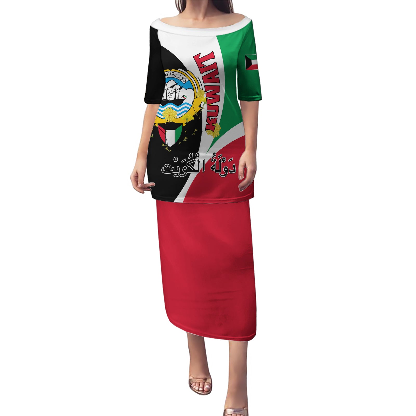 Kuwait National Day Puletasi Kuwayt Coat Of Arms Arfaj Flower - Wonder Print Shop