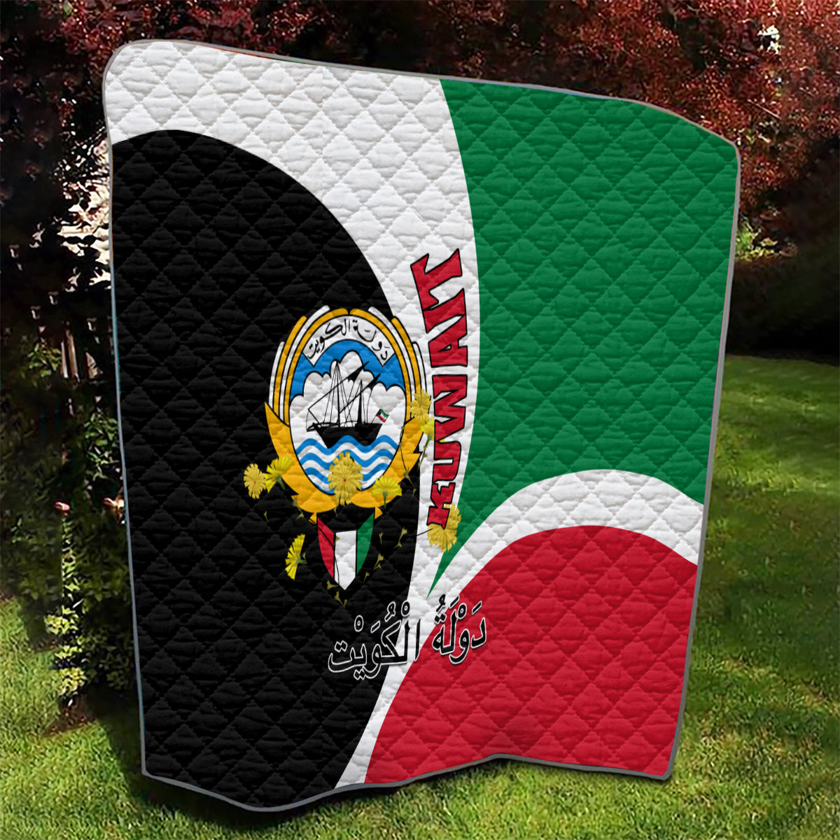 Kuwait National Day Quilt Kuwayt Coat Of Arms Arfaj Flower - Wonder Print Shop