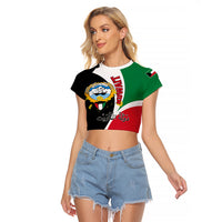 Kuwait National Day Raglan Cropped T Shirt Kuwayt Coat Of Arms Arfaj Flower - Wonder Print Shop