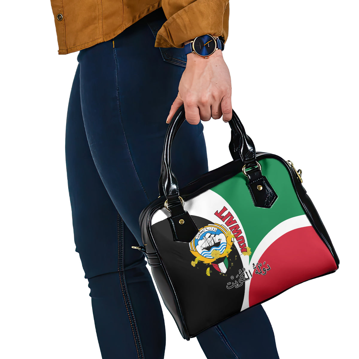 Kuwait National Day Shoulder Handbag Kuwayt Coat Of Arms Arfaj Flower