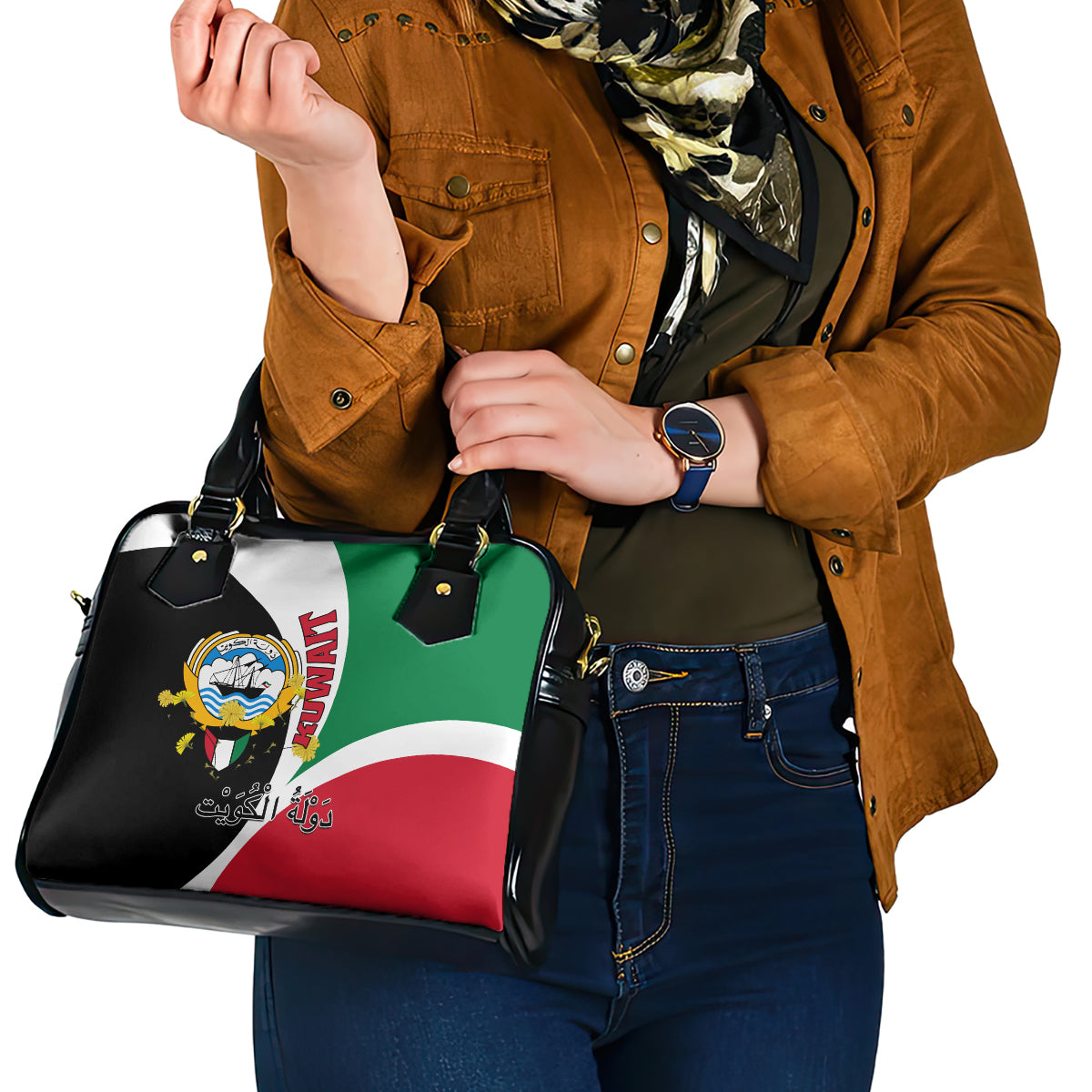 Kuwait National Day Shoulder Handbag Kuwayt Coat Of Arms Arfaj Flower