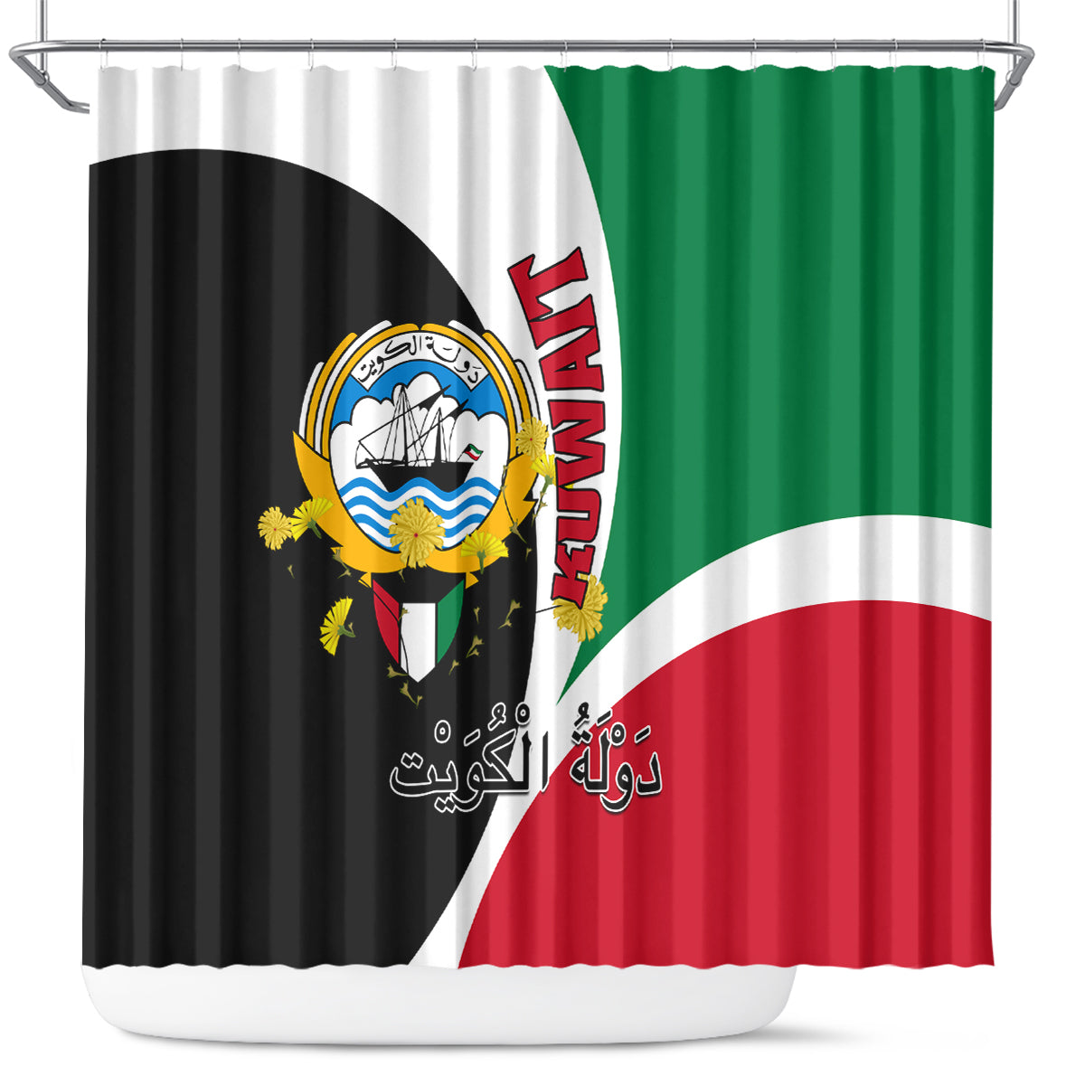 Kuwait National Day Shower Curtain Kuwayt Coat Of Arms Arfaj Flower