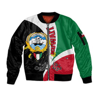 Kuwait National Day Sleeve Zip Bomber Jacket Kuwayt Coat Of Arms Arfaj Flower - Wonder Print Shop