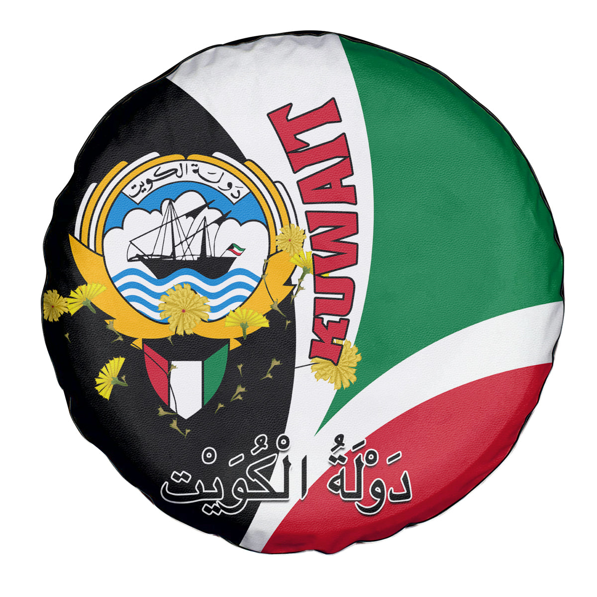 Kuwait National Day Spare Tire Cover Kuwayt Coat Of Arms Arfaj Flower - Wonder Print Shop