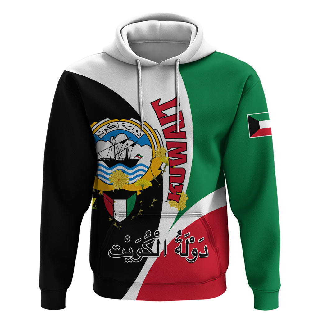 Kuwait National Day Zip Hoodie Kuwayt Coat Of Arms Arfaj Flower - Wonder Print Shop