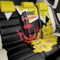 Brunei Darussalam National Day Back Car Seat Cover Coat Of Arms Simpor Flower - Wonder Print Shop