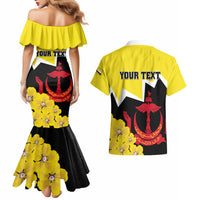 Brunei Darussalam National Day Couples Matching Mermaid Dress and Hawaiian Shirt Coat Of Arms Simpor Flower - Wonder Print Shop