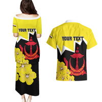 Brunei Darussalam National Day Couples Matching Puletasi and Hawaiian Shirt Coat Of Arms Simpor Flower - Wonder Print Shop