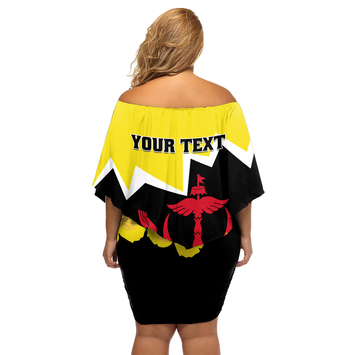 Brunei Darussalam National Day Family Matching Off Shoulder Short Dress and Hawaiian Shirt Coat Of Arms Simpor Flower - Wonder Print Shop