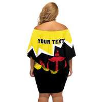 Brunei Darussalam National Day Family Matching Off Shoulder Short Dress and Hawaiian Shirt Coat Of Arms Simpor Flower - Wonder Print Shop