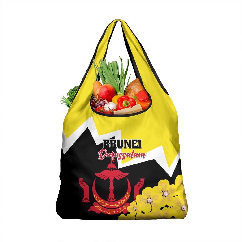Brunei Darussalam National Day Grocery Bag Coat Of Arms Simpor Flower