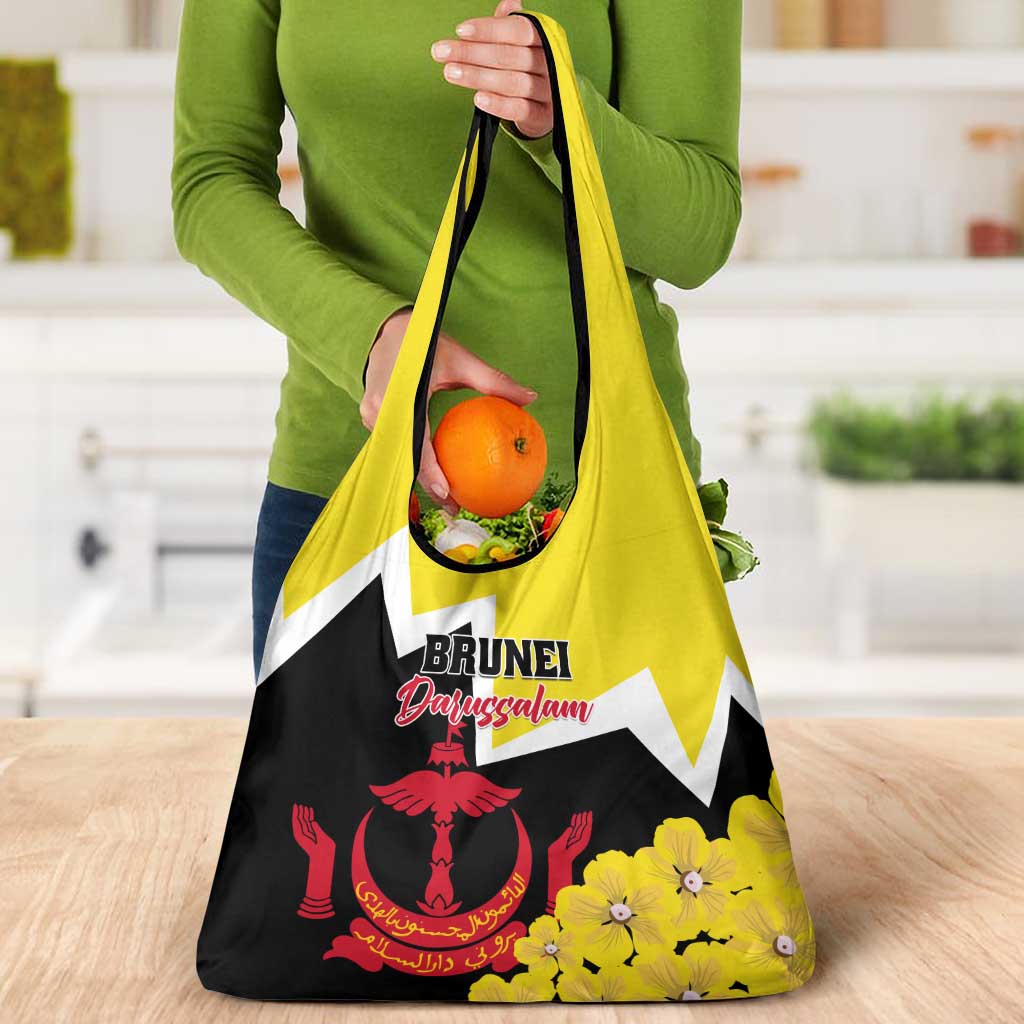 Brunei Darussalam National Day Grocery Bag Coat Of Arms Simpor Flower