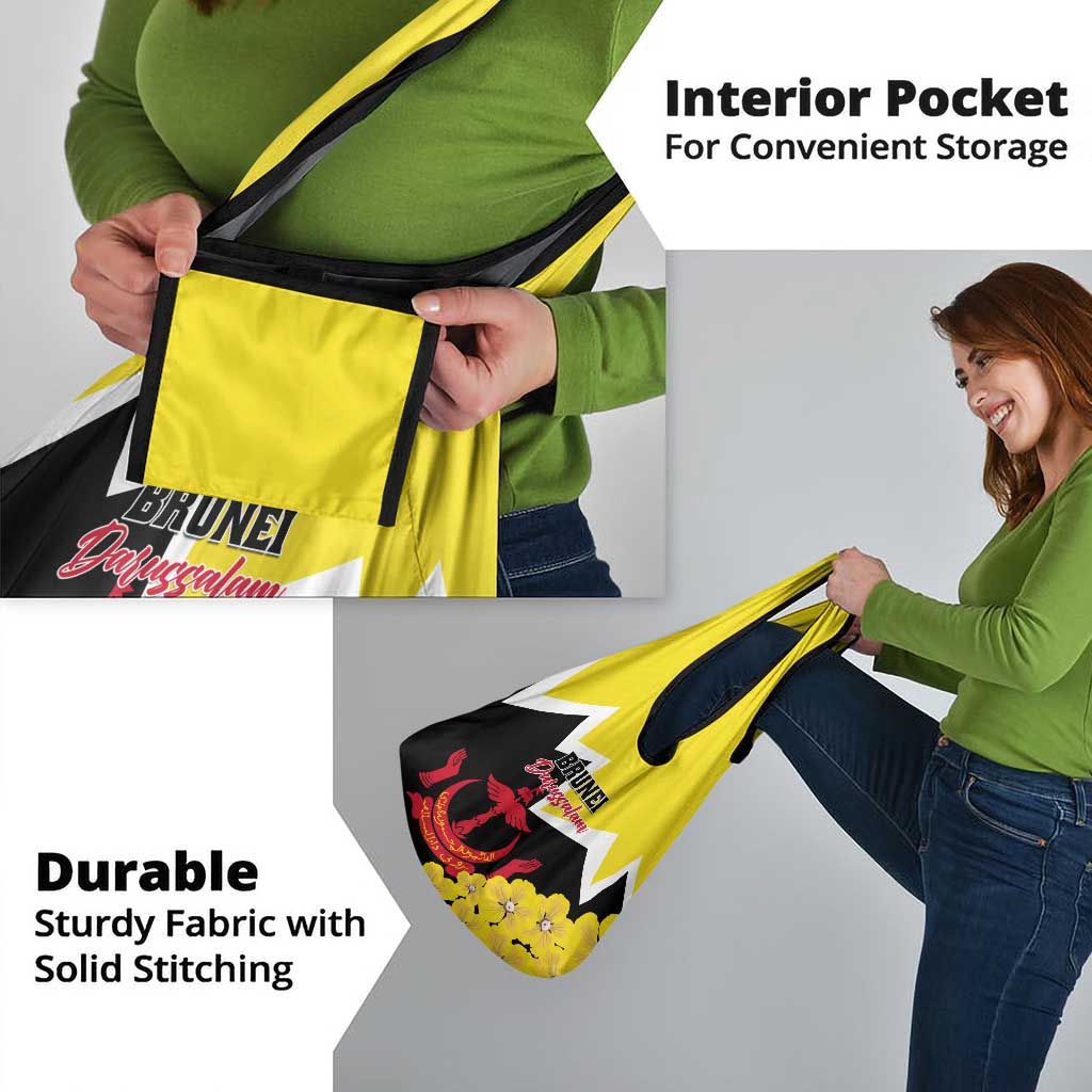 Brunei Darussalam National Day Grocery Bag Coat Of Arms Simpor Flower