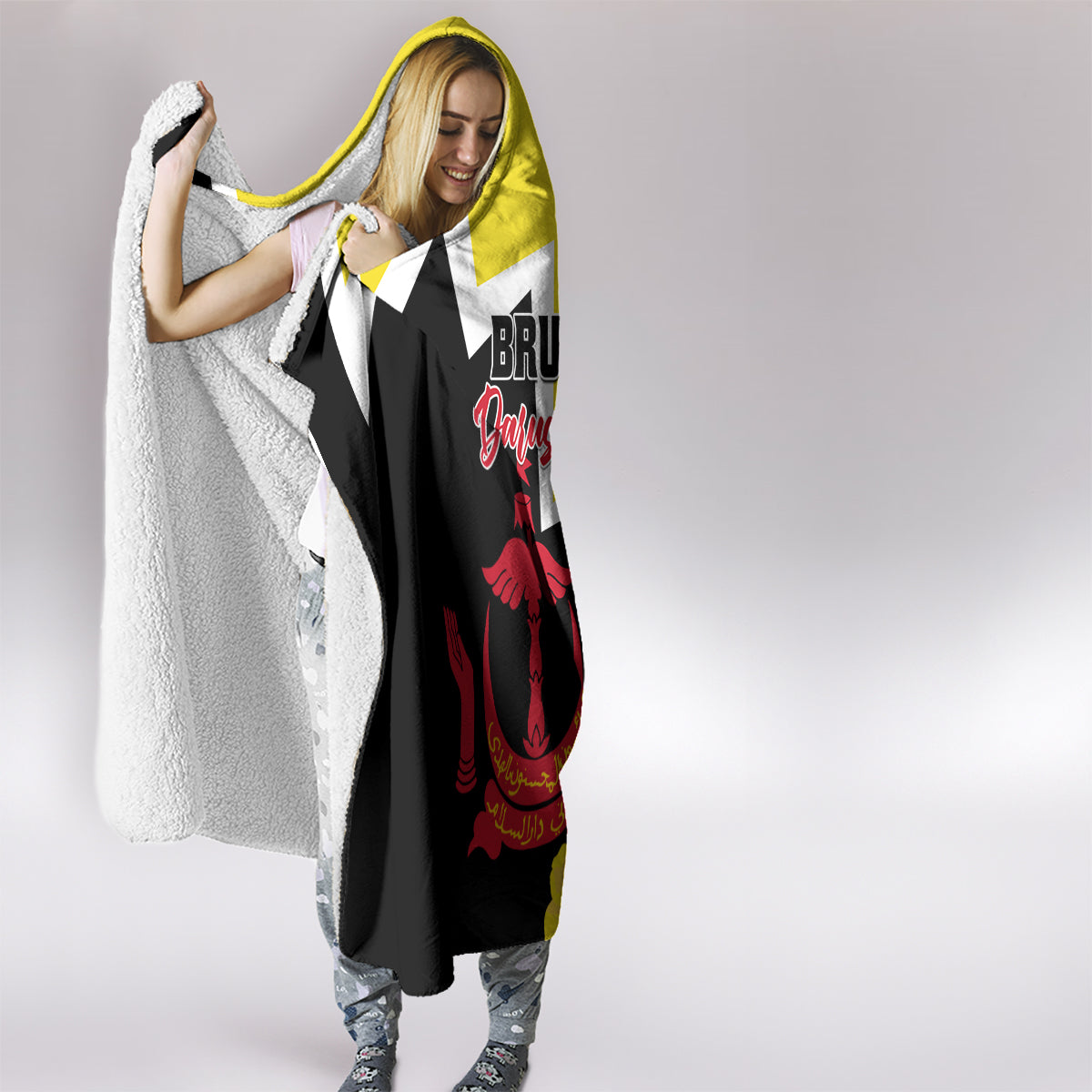 Brunei Darussalam National Day Hooded Blanket Coat Of Arms Simpor Flower