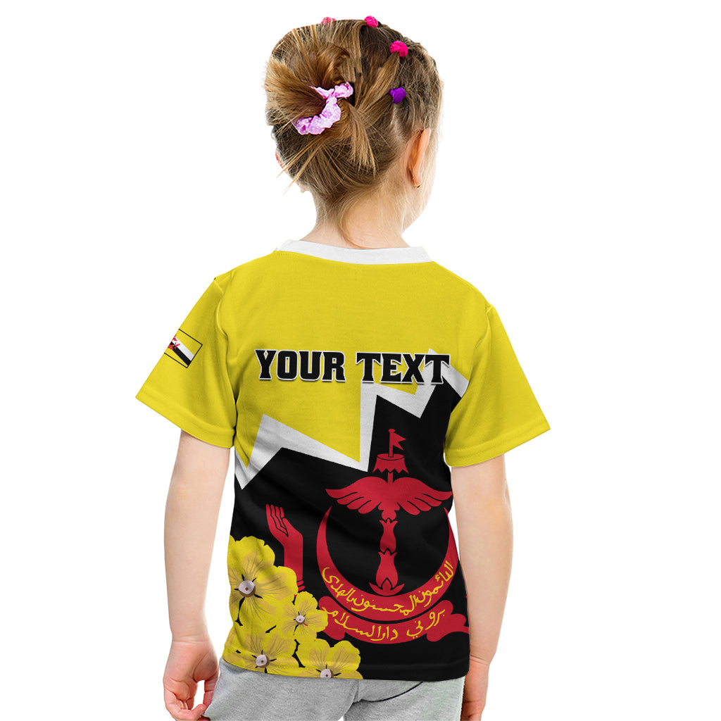 Brunei Darussalam National Day Kid T Shirt Coat Of Arms Simpor Flower - Wonder Print Shop