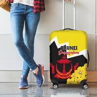 Brunei Darussalam National Day Luggage Cover Coat Of Arms Simpor Flower - Wonder Print Shop