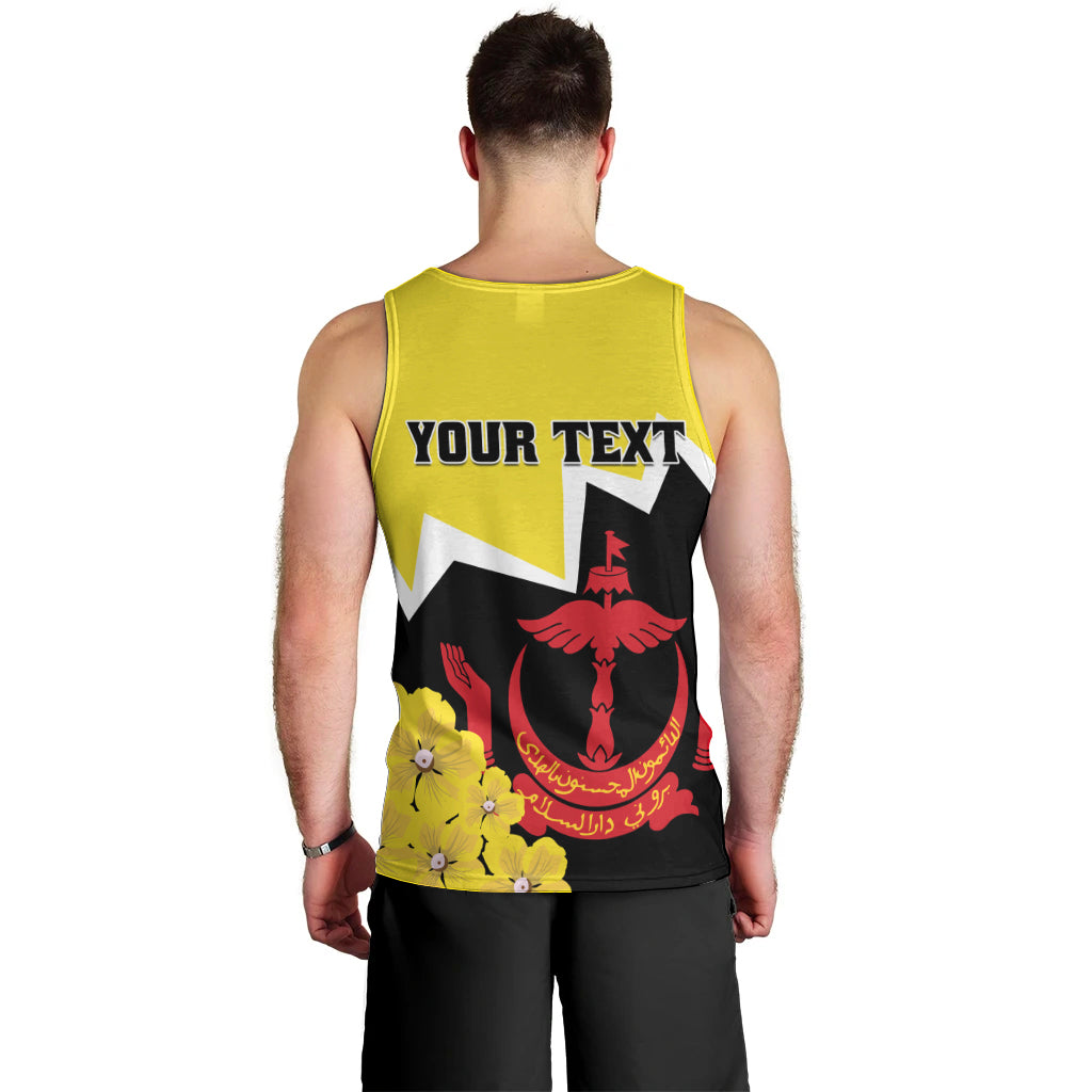 Brunei Darussalam National Day Men Tank Top Coat Of Arms Simpor Flower - Wonder Print Shop