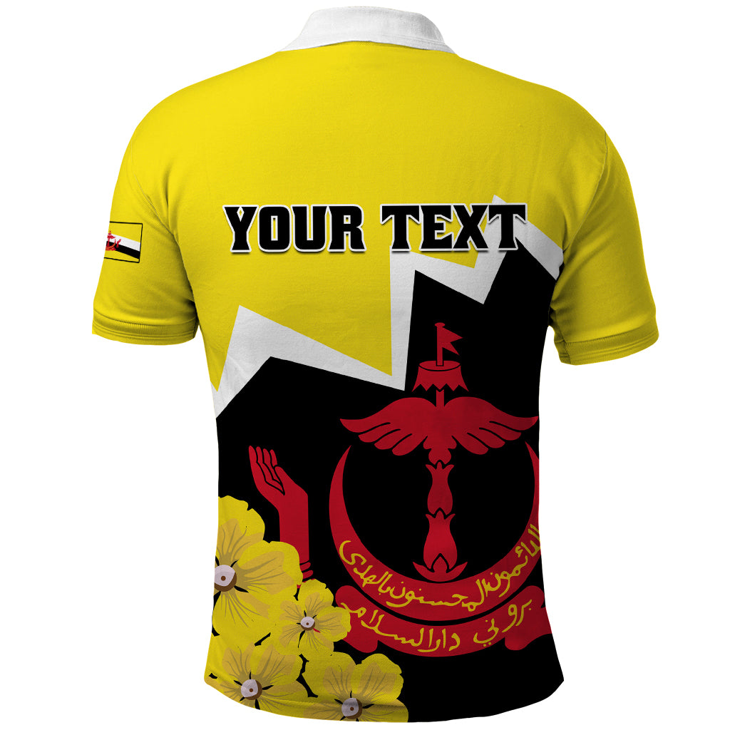 Brunei Darussalam National Day Polo Shirt Coat Of Arms Simpor Flower - Wonder Print Shop
