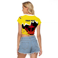Brunei Darussalam National Day Raglan Cropped T Shirt Coat Of Arms Simpor Flower - Wonder Print Shop