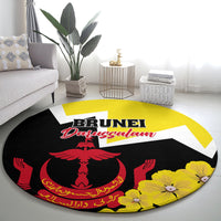 Brunei Darussalam National Day Round Carpet Coat Of Arms Simpor Flower