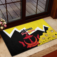 Brunei Darussalam National Day Rubber Doormat Coat Of Arms Simpor Flower - Wonder Print Shop