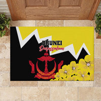 Brunei Darussalam National Day Rubber Doormat Coat Of Arms Simpor Flower - Wonder Print Shop