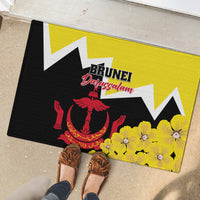 Brunei Darussalam National Day Rubber Doormat Coat Of Arms Simpor Flower - Wonder Print Shop