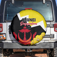Brunei Darussalam National Day Spare Tire Cover Coat Of Arms Simpor Flower - Wonder Print Shop