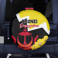 Brunei Darussalam National Day Spare Tire Cover Coat Of Arms Simpor Flower - Wonder Print Shop