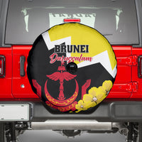 Brunei Darussalam National Day Spare Tire Cover Coat Of Arms Simpor Flower - Wonder Print Shop
