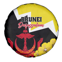 Brunei Darussalam National Day Spare Tire Cover Coat Of Arms Simpor Flower - Wonder Print Shop