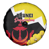 Brunei Darussalam National Day Spare Tire Cover Coat Of Arms Simpor Flower - Wonder Print Shop