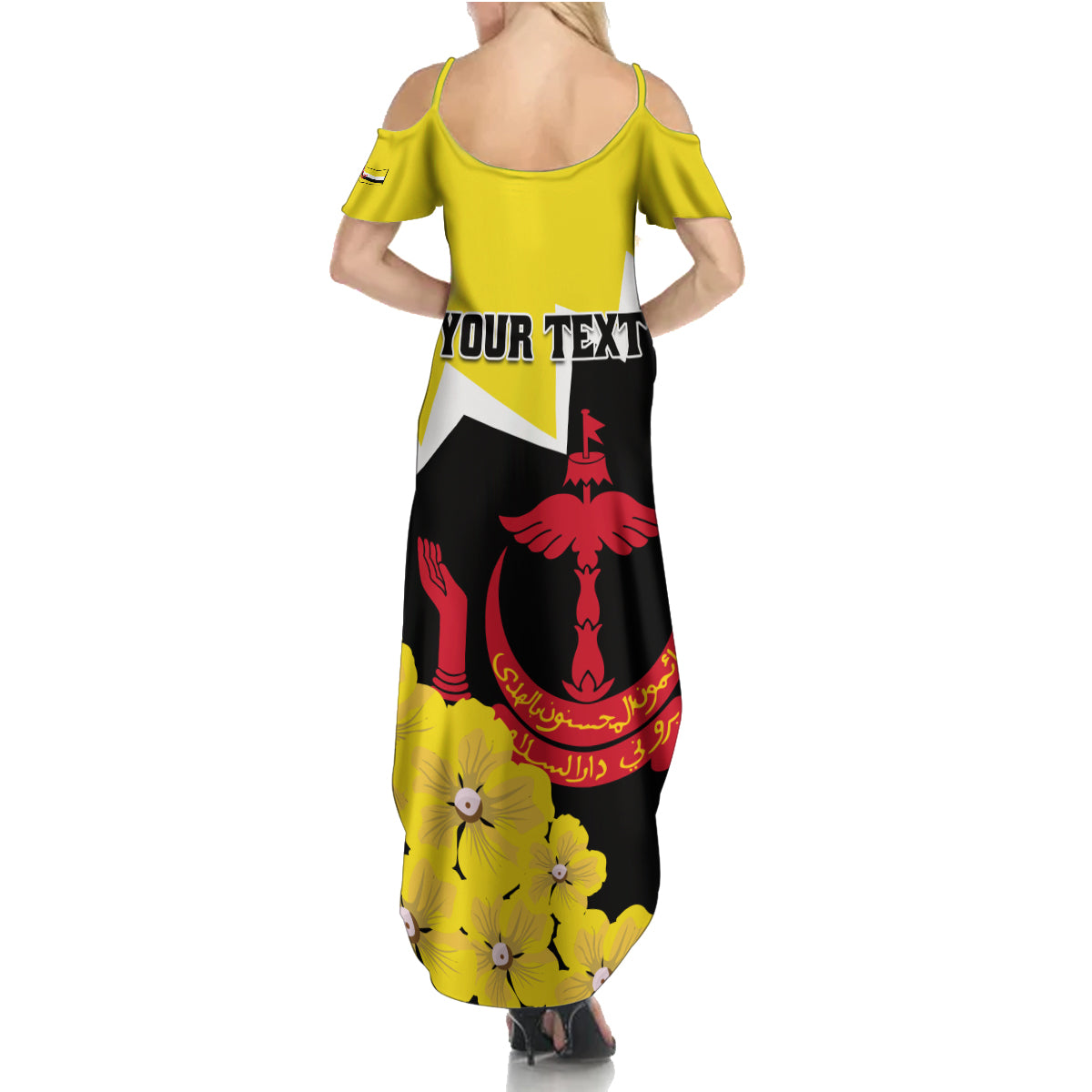 Brunei Darussalam National Day Summer Maxi Dress Coat Of Arms Simpor Flower - Wonder Print Shop