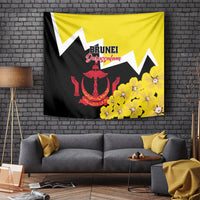 Brunei Darussalam National Day Tapestry Coat Of Arms Simpor Flower - Wonder Print Shop