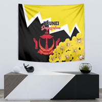 Brunei Darussalam National Day Tapestry Coat Of Arms Simpor Flower - Wonder Print Shop