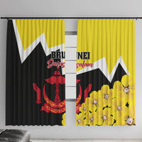 Brunei Darussalam National Day Window Curtain Coat Of Arms Simpor Flower - Wonder Print Shop