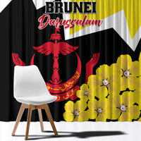 Brunei Darussalam National Day Window Curtain Coat Of Arms Simpor Flower - Wonder Print Shop