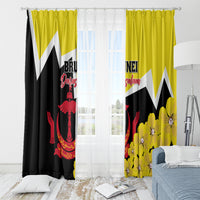 Brunei Darussalam National Day Window Curtain Coat Of Arms Simpor Flower - Wonder Print Shop