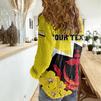 Brunei Darussalam National Day Women Casual Shirt Coat Of Arms Simpor Flower - Wonder Print Shop