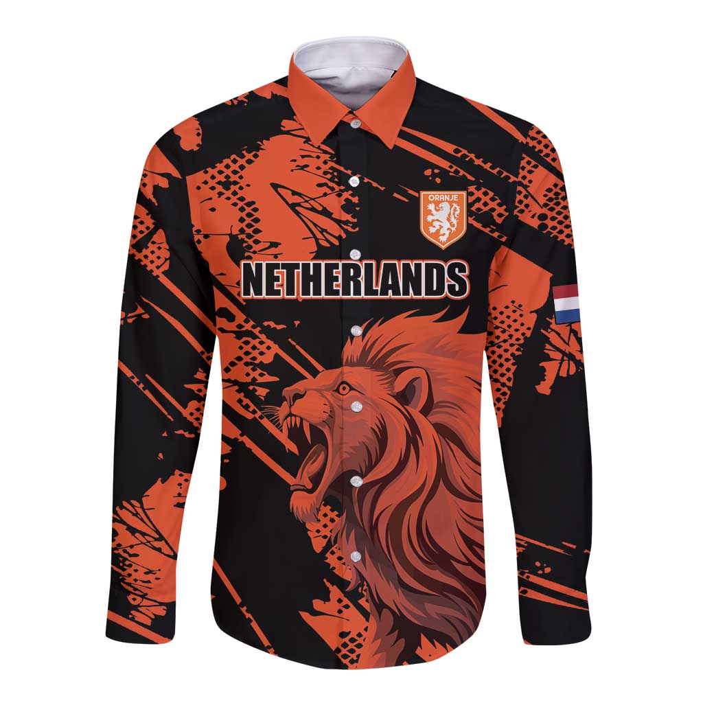 Custom Nederlands 2026 World Football Long Sleeve Button Shirt Hup Holland Hup Lions - Wonder Print Shop