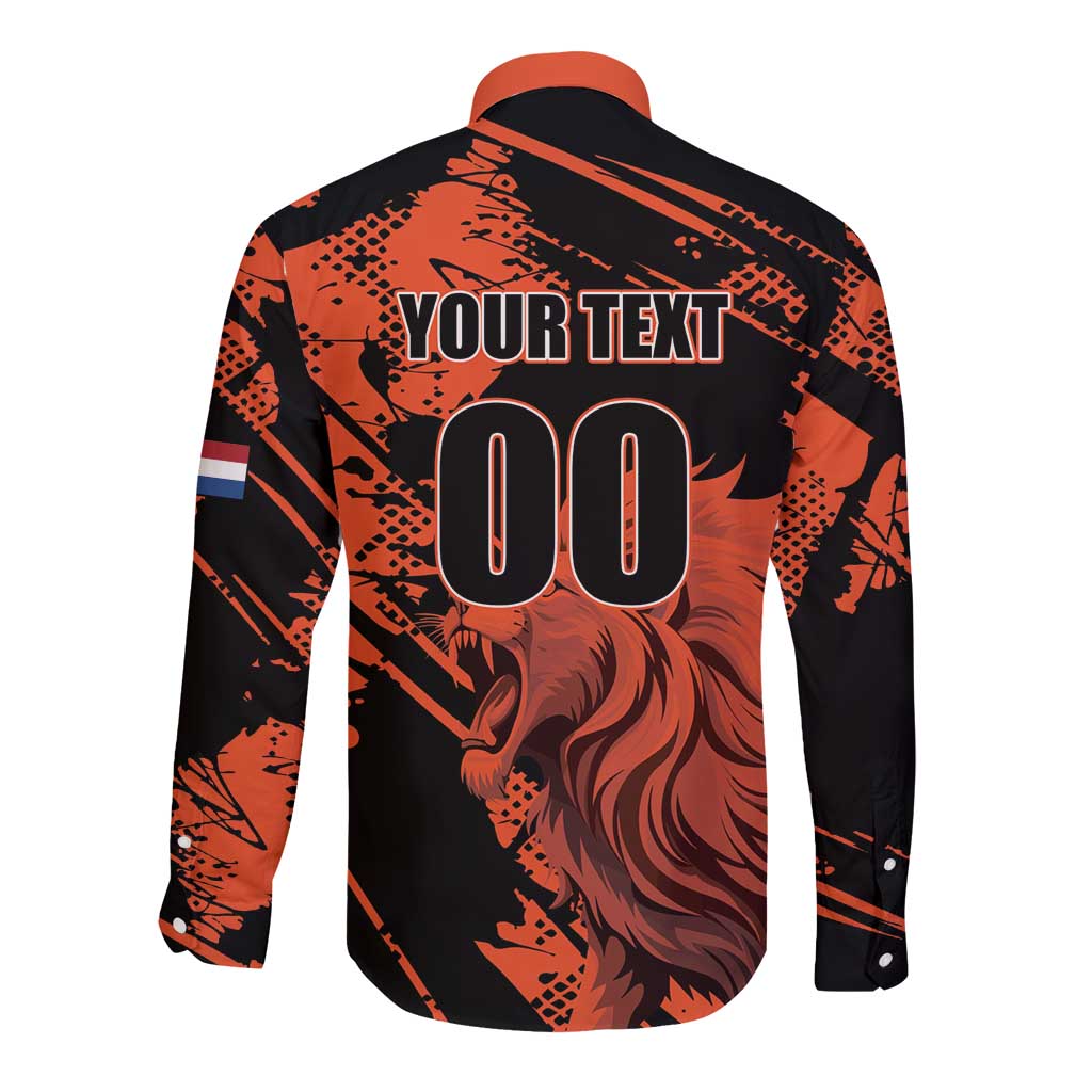 Custom Nederlands 2026 World Football Long Sleeve Button Shirt Hup Holland Hup Lions - Wonder Print Shop