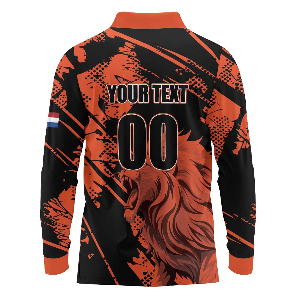 Custom Nederlands 2026 World Football Long Sleeve Polo Shirt Hup Holland Hup Lions - Wonder Print Shop