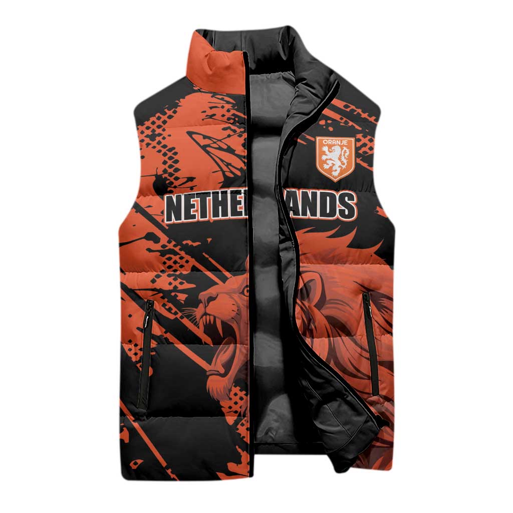 Custom Nederlands 2026 World Football Sleeveless Puffer Jacket Hup Holland Hup Lions - Wonder Print Shop