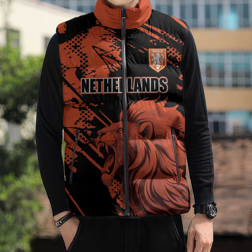 Custom Nederlands 2026 World Football Sleeveless Puffer Jacket Hup Holland Hup Lions - Wonder Print Shop