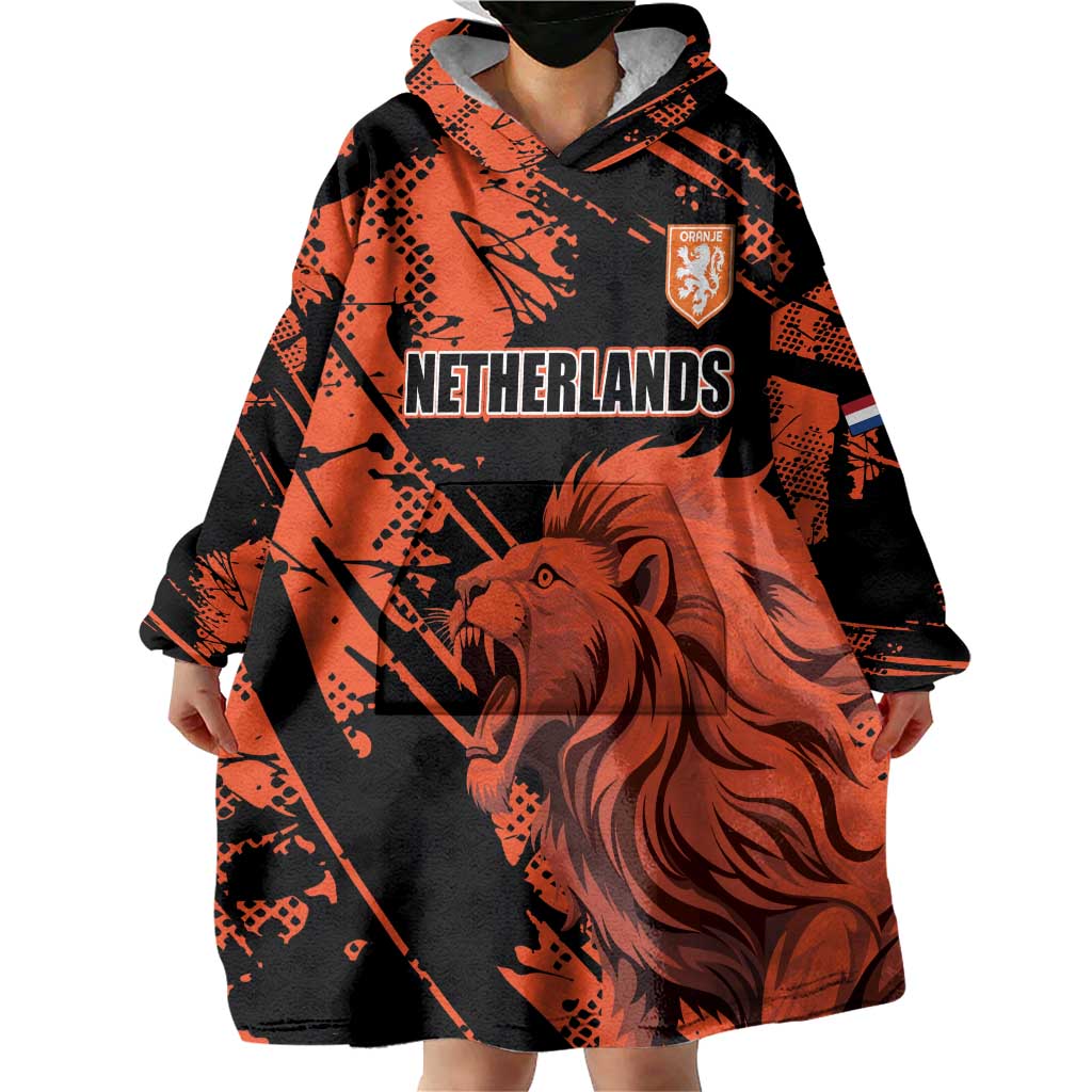 Custom Nederlands 2026 World Football Wearable Blanket Hoodie Hup Holland Hup Lions - Wonder Print Shop