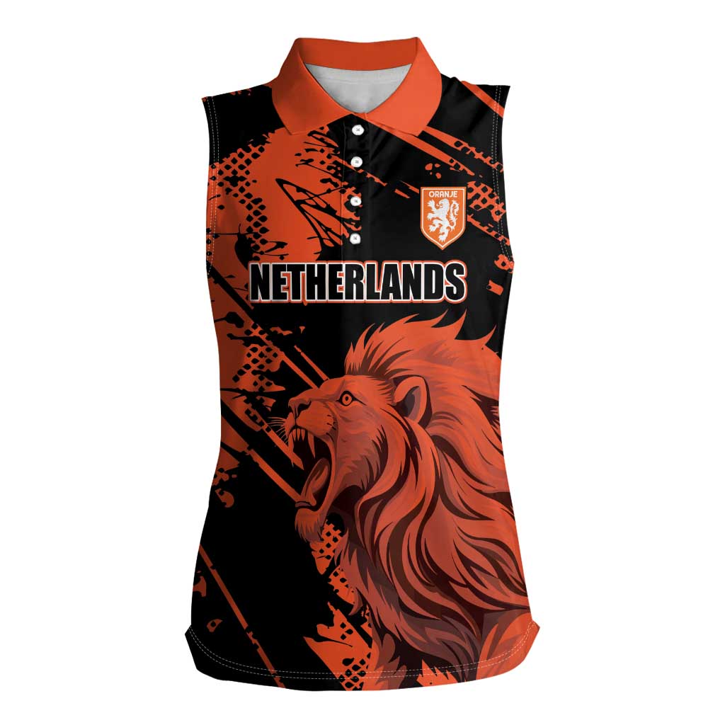 Custom Nederlands 2026 World Football Women Sleeveless Polo Shirt Hup Holland Hup Lions - Wonder Print Shop